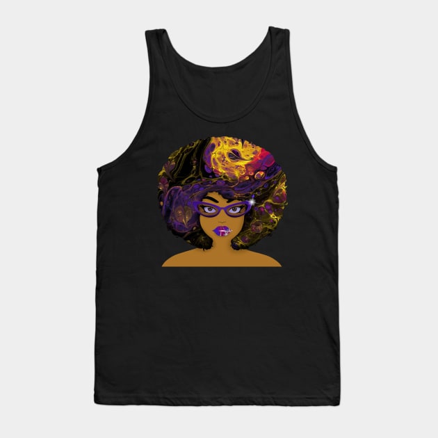 Galaxy Girl Purple Afro Tank Top by FinalBeatComics